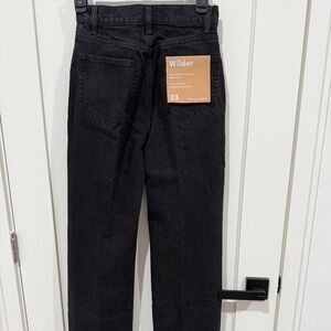 Reformation Wilder High Rise Wide Leg Jeans Black - Size 23